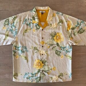Tommy Bahama Floral Cactus Hawaiian Cabana 100% Silk Short Sleeve Shirt-Men's XL